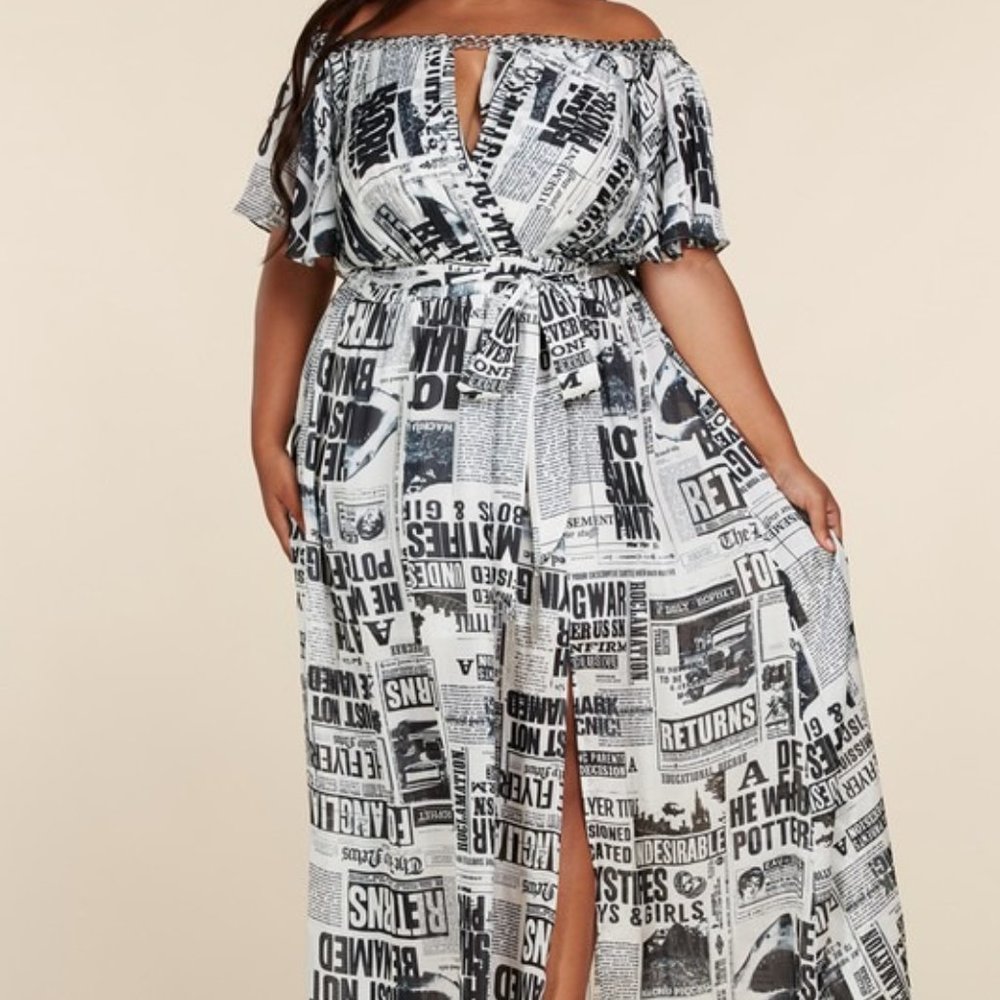PLUS SIZE Surplice Off Shoulder Maxi Dress